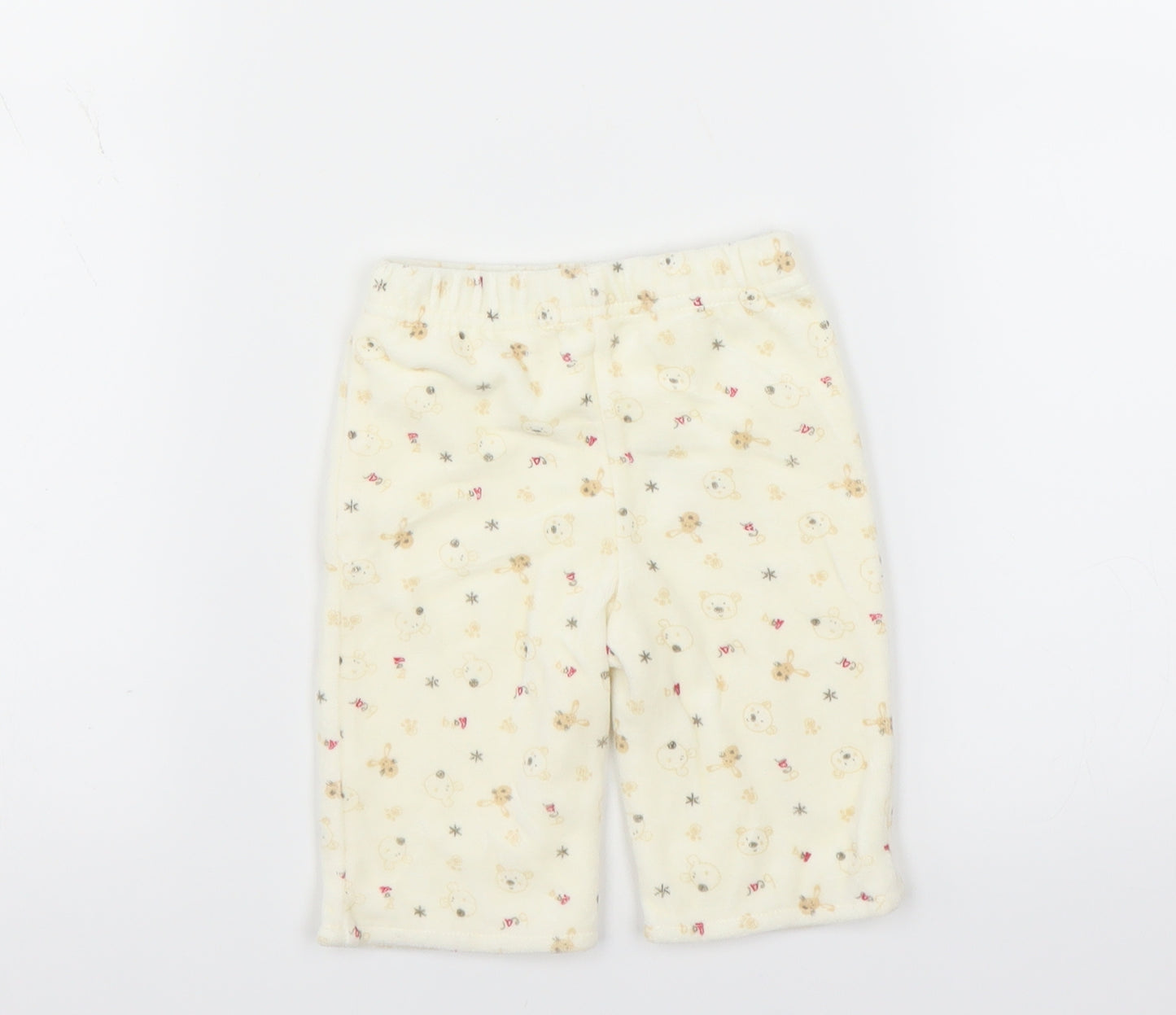 George Girls Ivory  Fleece  Trousers Size 0-3 Months  - bear print
