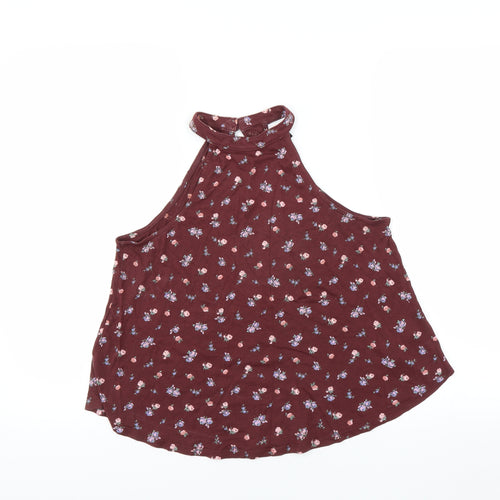 New Look Womens Red Floral  Basic Blouse Size 8  - Burgundy