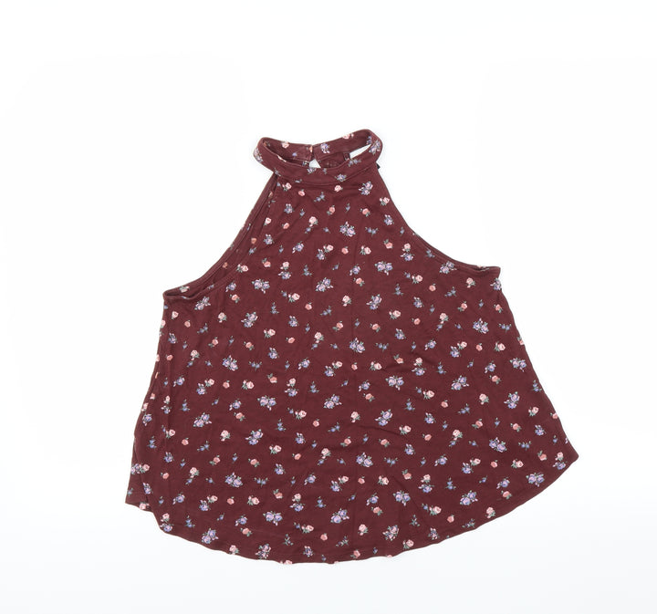 New Look Womens Red Floral  Basic Blouse Size 8  - Burgundy