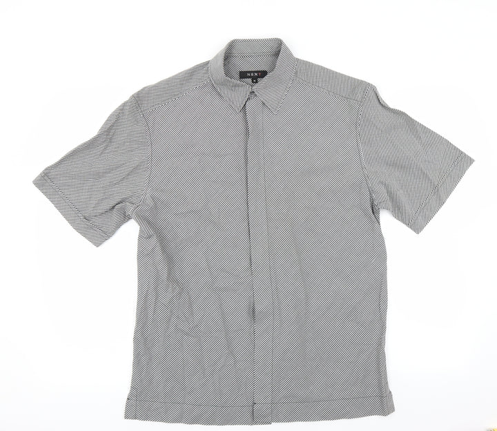 NEXT Mens Black Check Button-Up Size M