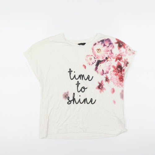 M&Co Girls White   Basic T-Shirt Size 13 Years  - time to shine
