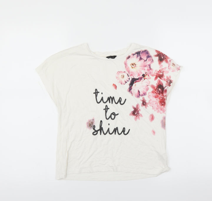M&Co Girls White   Basic T-Shirt Size 13 Years  - time to shine