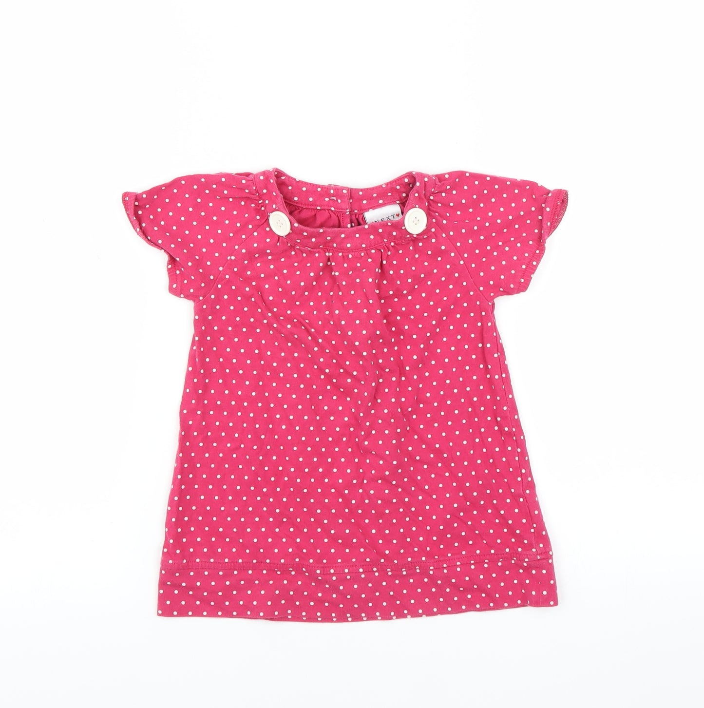 NEXT Girls Pink Polka Dot  T-Shirt Dress  Size 18-24 Months