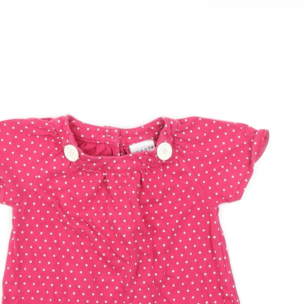 NEXT Girls Pink Polka Dot  T-Shirt Dress  Size 18-24 Months