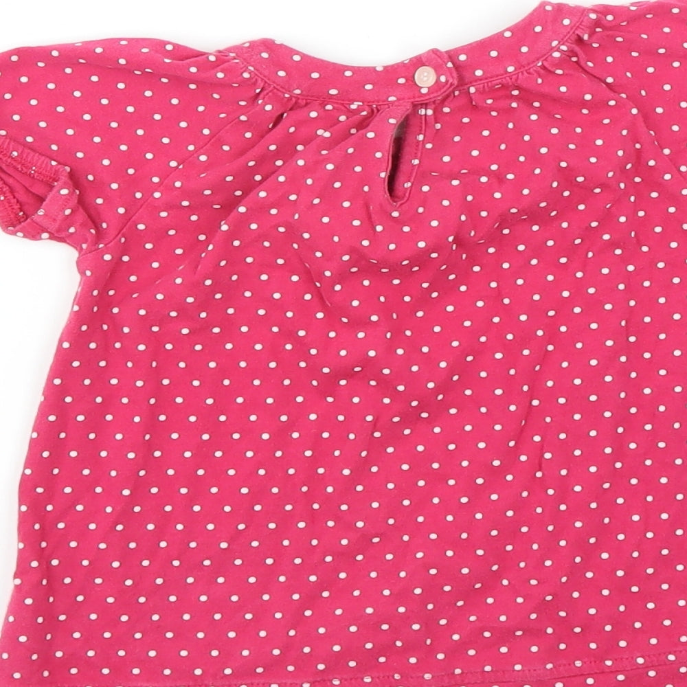 NEXT Girls Pink Polka Dot  T-Shirt Dress  Size 18-24 Months