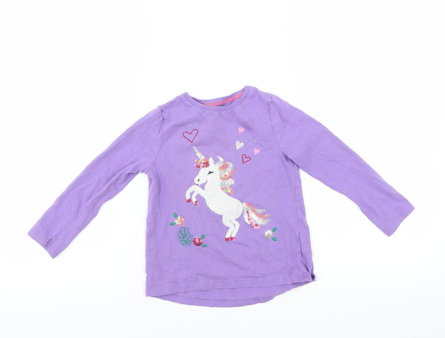 F&F Girls Purple   Basic T-Shirt Size 3-4 Years  - unicorn