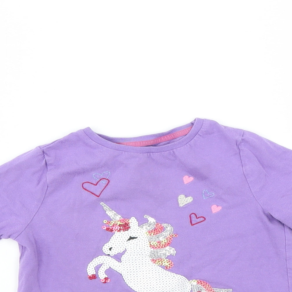 F&F Girls Purple   Basic T-Shirt Size 3-4 Years  - unicorn