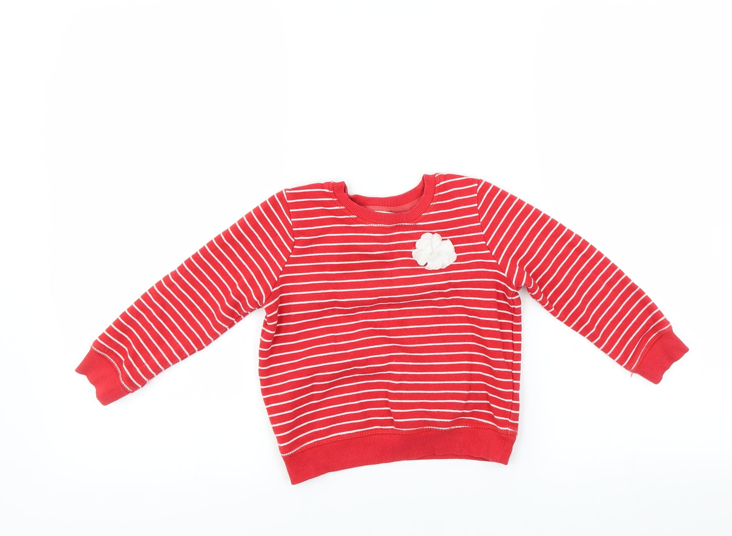 George Girls Red Striped  Pullover Sweatshirt Size 3-4 Years