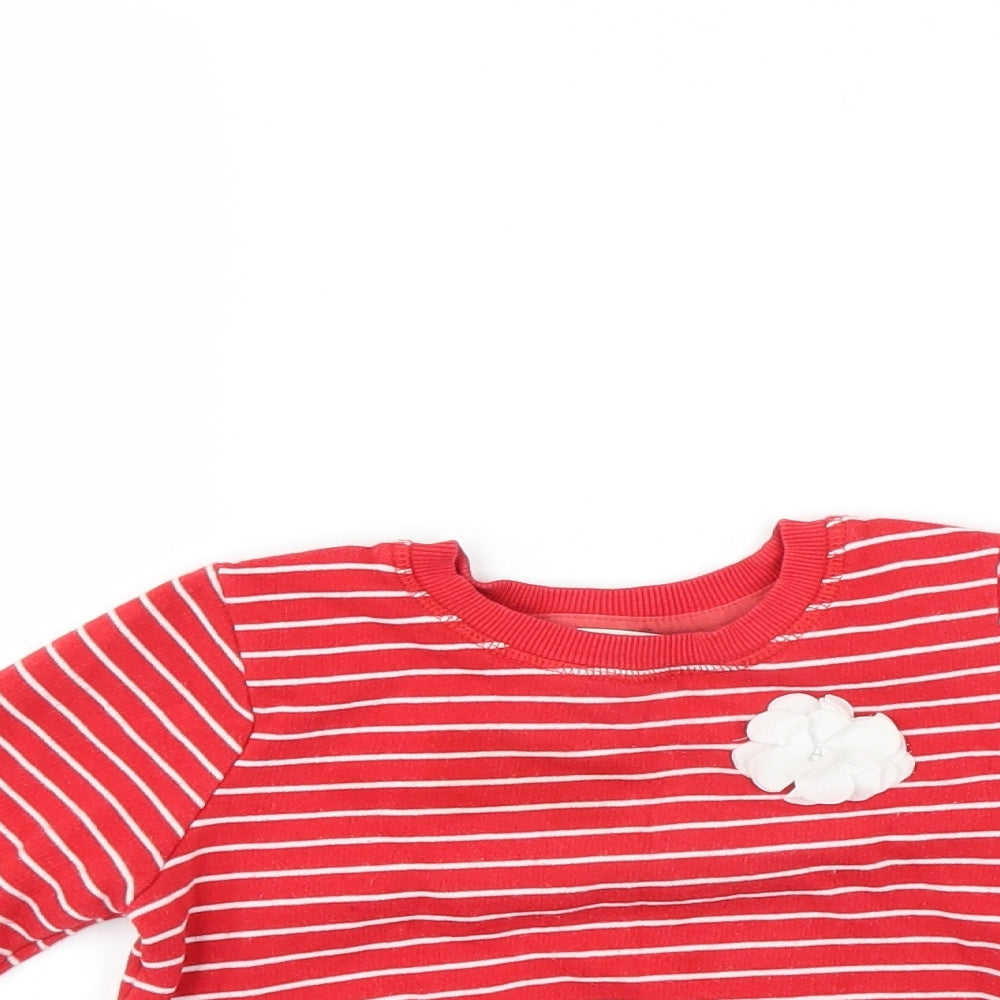 George Girls Red Striped  Pullover Sweatshirt Size 3-4 Years