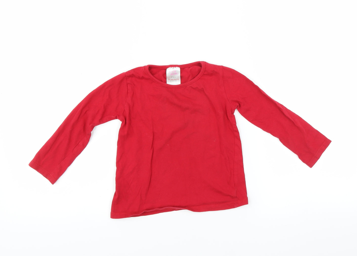 Evie Angel Girls Red   Basic T-Shirt Size 3-4 Years