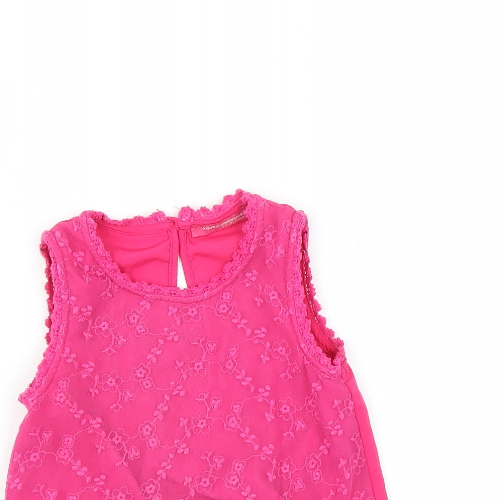 Young Dimension Girls Pink Floral  Basic Blouse Size 3-4 Years