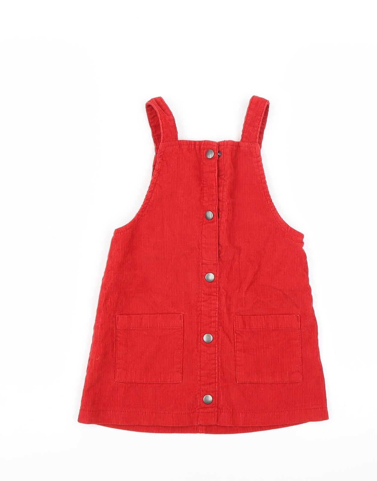 F&F Girls Red  Corduroy Pinafore/Dungaree Dress  Size 3-4 Years