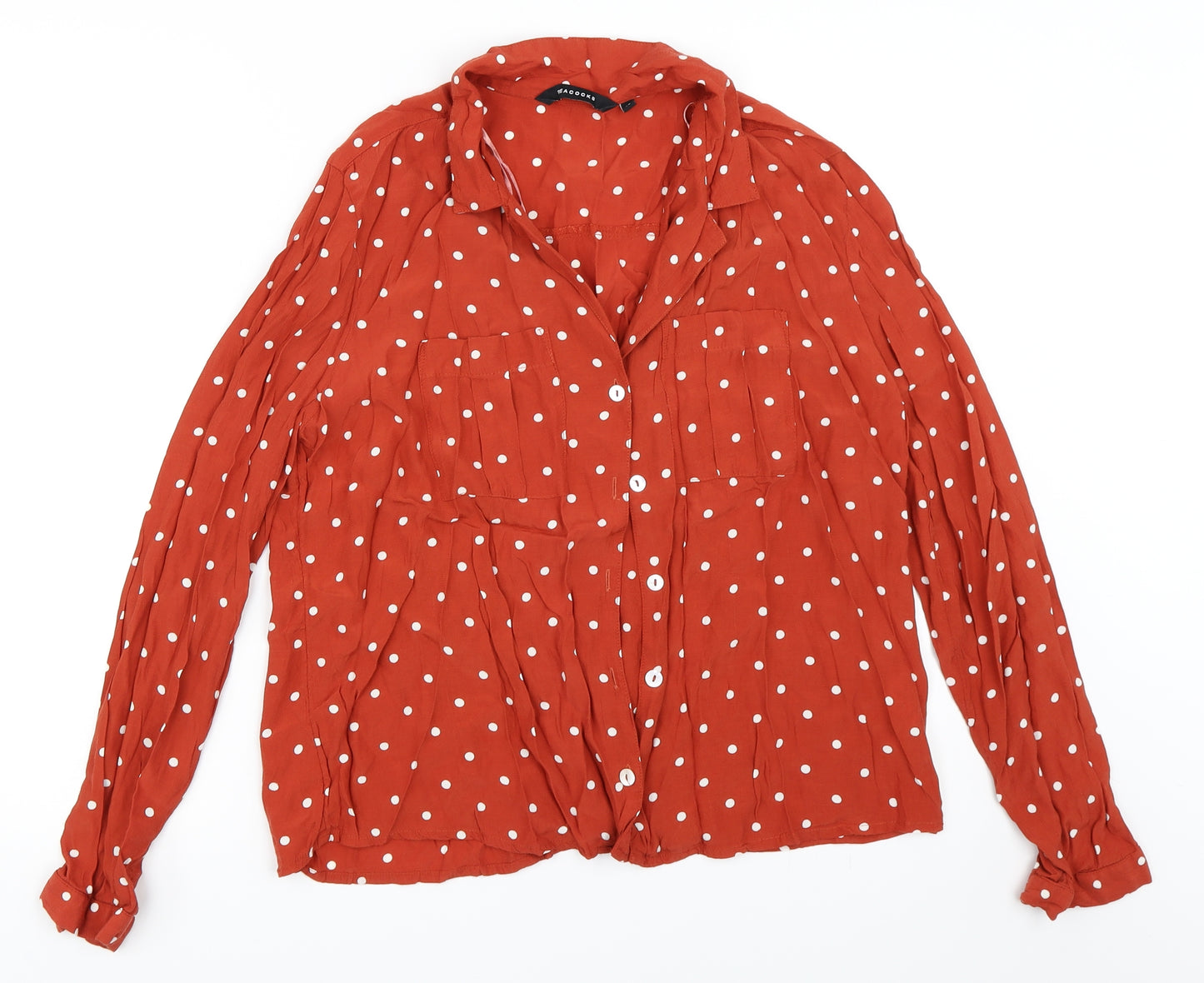 Peacocks Womens Orange Polka Dot  Basic Button-Up Size 16