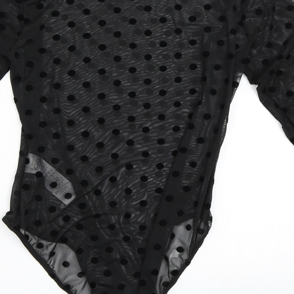 Quiz Womens Black Polka Dot  Basic Blouse Size 12  - Bodysuit