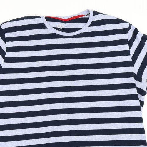 Marks and Spencer Mens Blue Striped   T-Shirt Size L