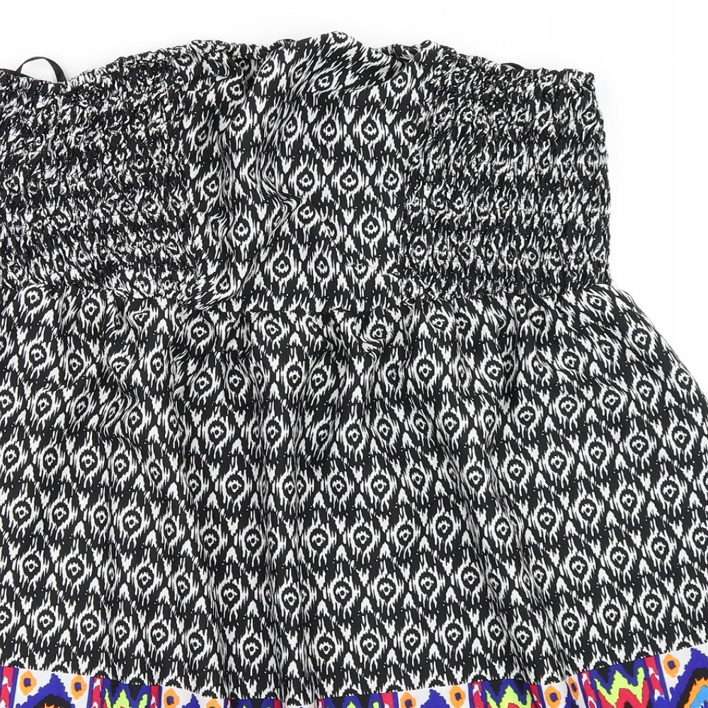 Jean Club Womens Black Geometric  Fit & Flare  Size 18