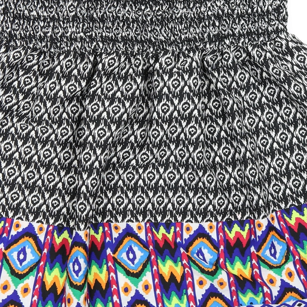 Jean Club Womens Black Geometric  Fit & Flare  Size 18