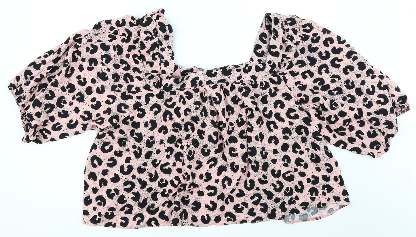George Womens Pink Animal Print  Basic Blouse Size 24