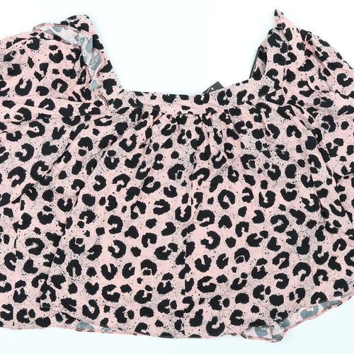 George Womens Pink Animal Print  Basic Blouse Size 24