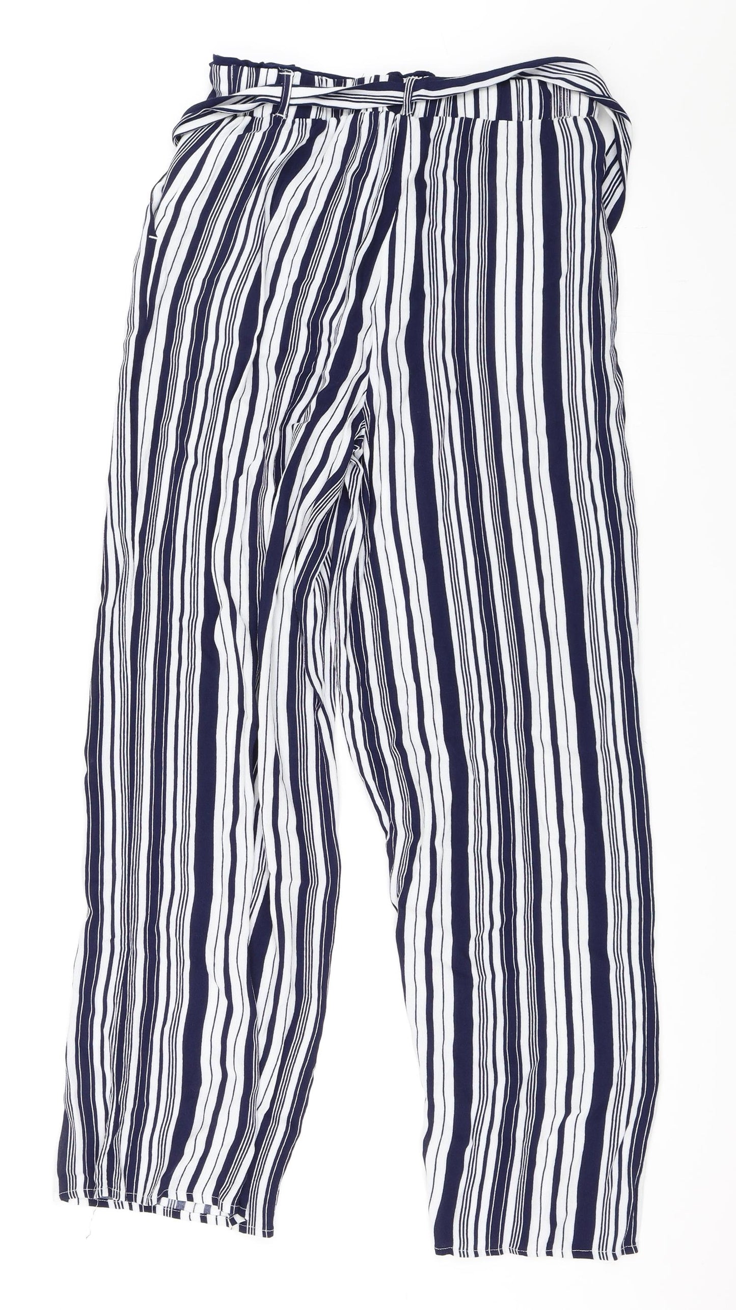 New Look Womens Blue Striped  Trousers  Size 8 L28 in