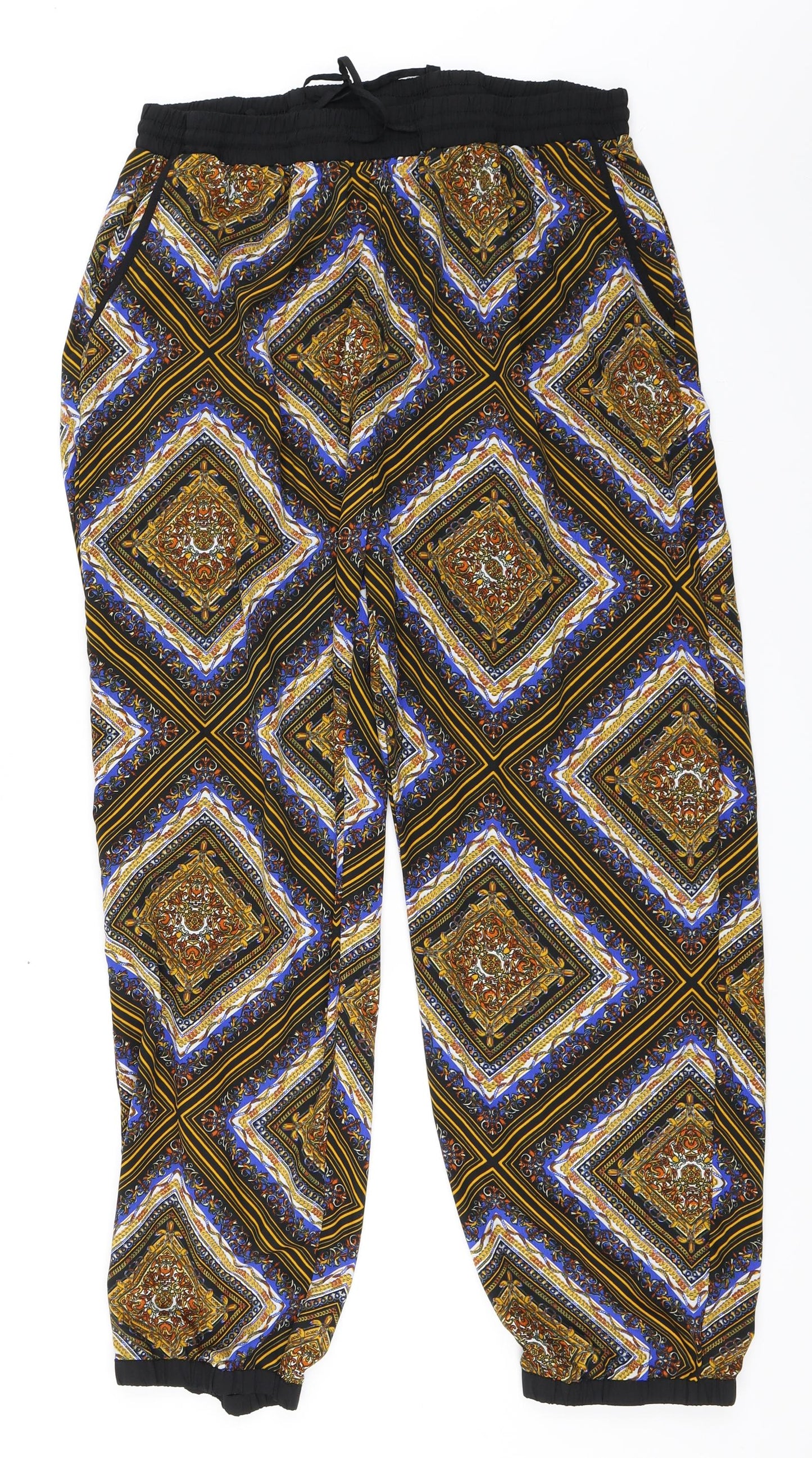 Pep&Co Womens Black Geometric  Trousers  Size 20 L28 in