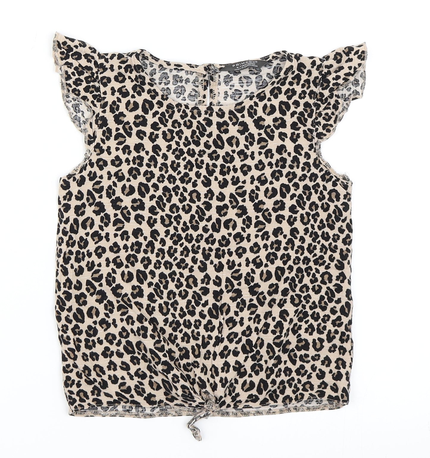 Primark Girls Beige Animal Print  Basic Blouse Size 6-7 Years