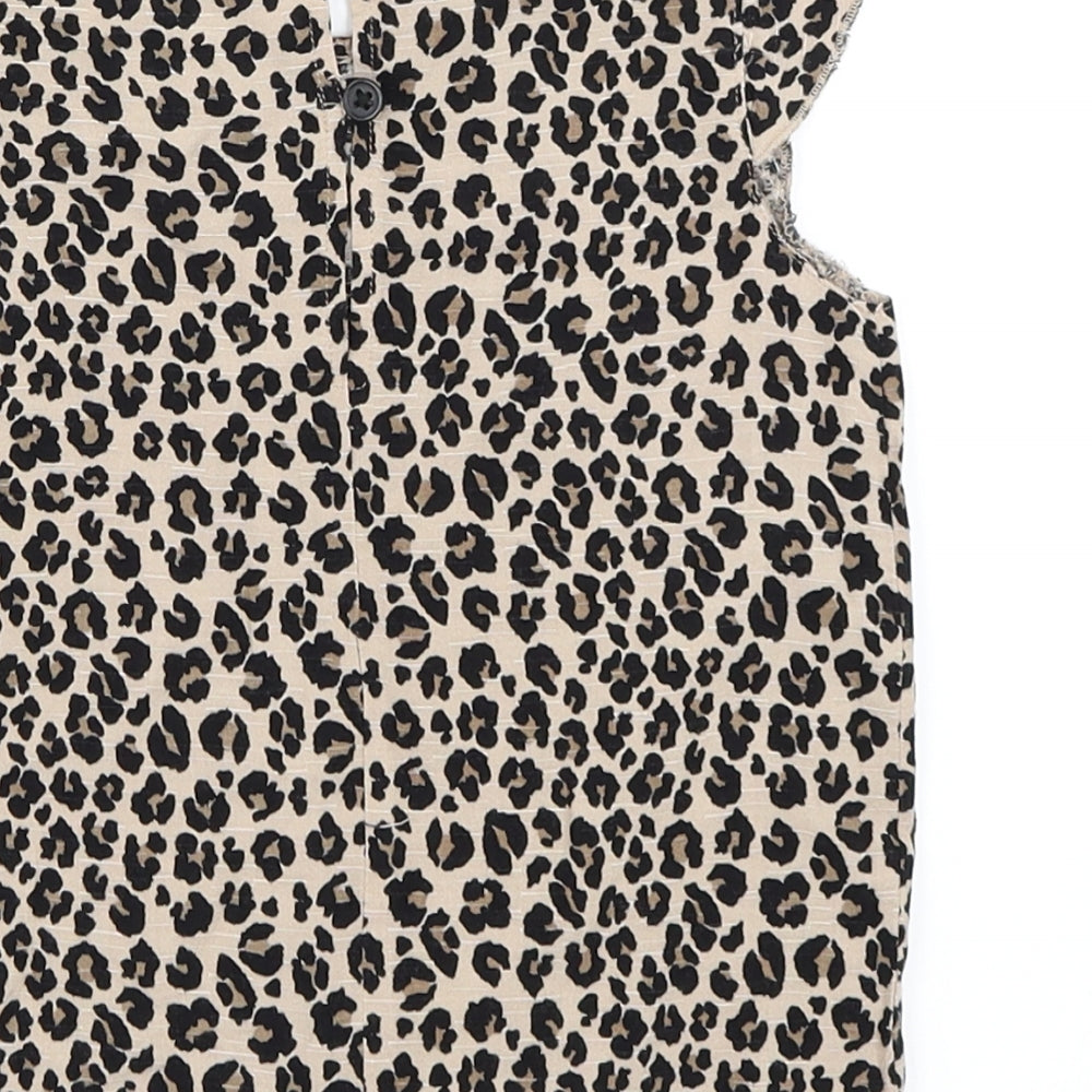 Primark Girls Beige Animal Print  Basic Blouse Size 6-7 Years