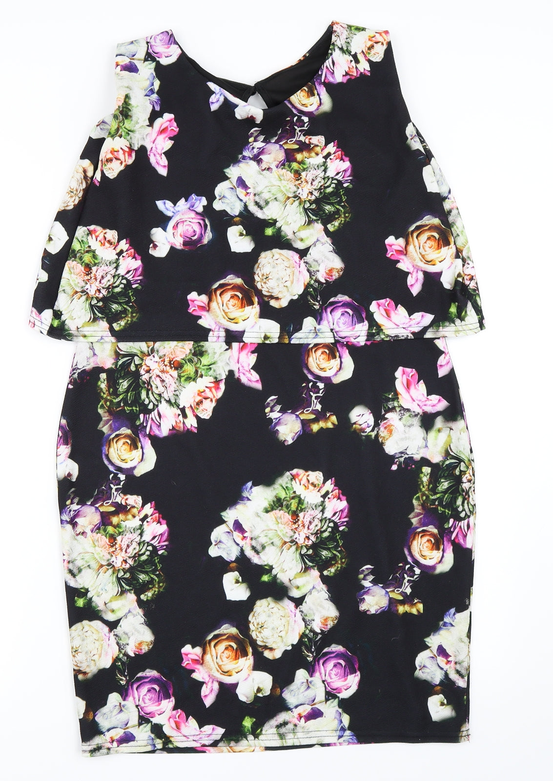 Preworn Womens Black Floral  Shift  Size L