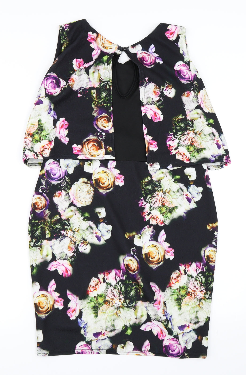 Preworn Womens Black Floral  Shift  Size L