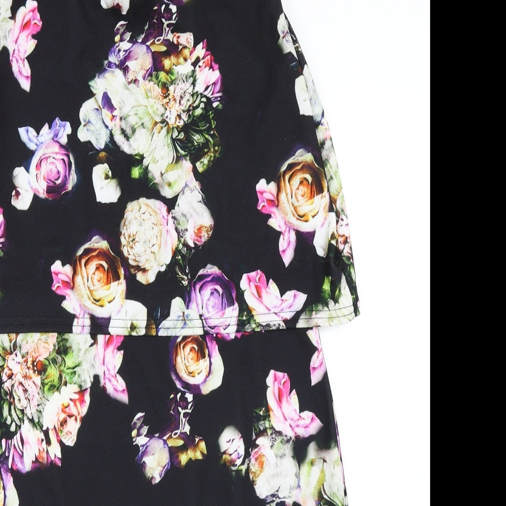 Preworn Womens Black Floral  Shift  Size L