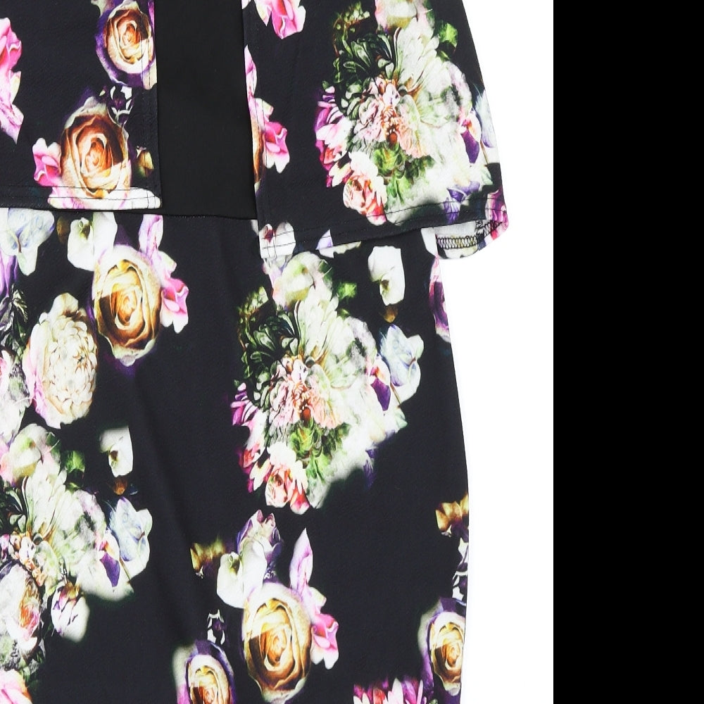 Preworn Womens Black Floral  Shift  Size L