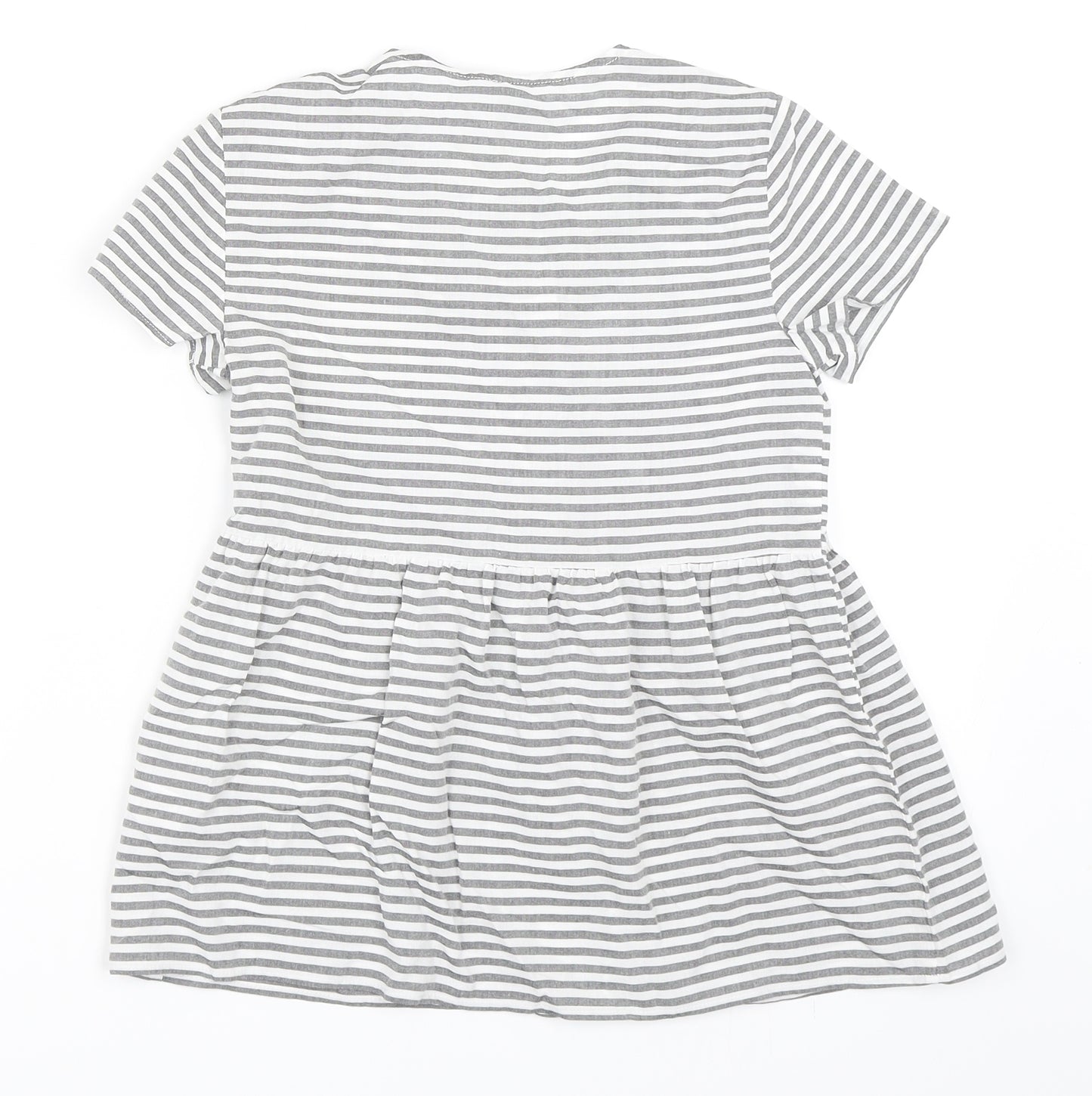 TU Girls Grey Striped  Basic Blouse Size 9 Years