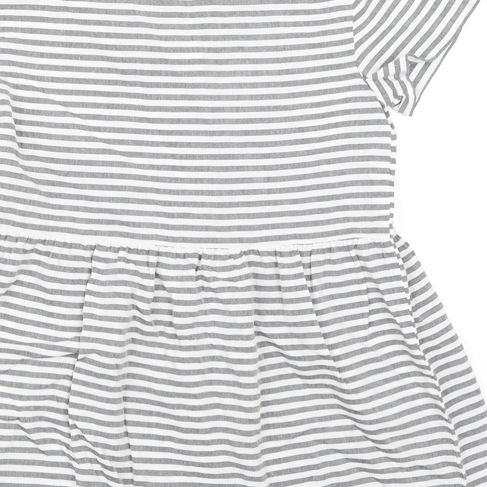 TU Girls Grey Striped  Basic Blouse Size 9 Years