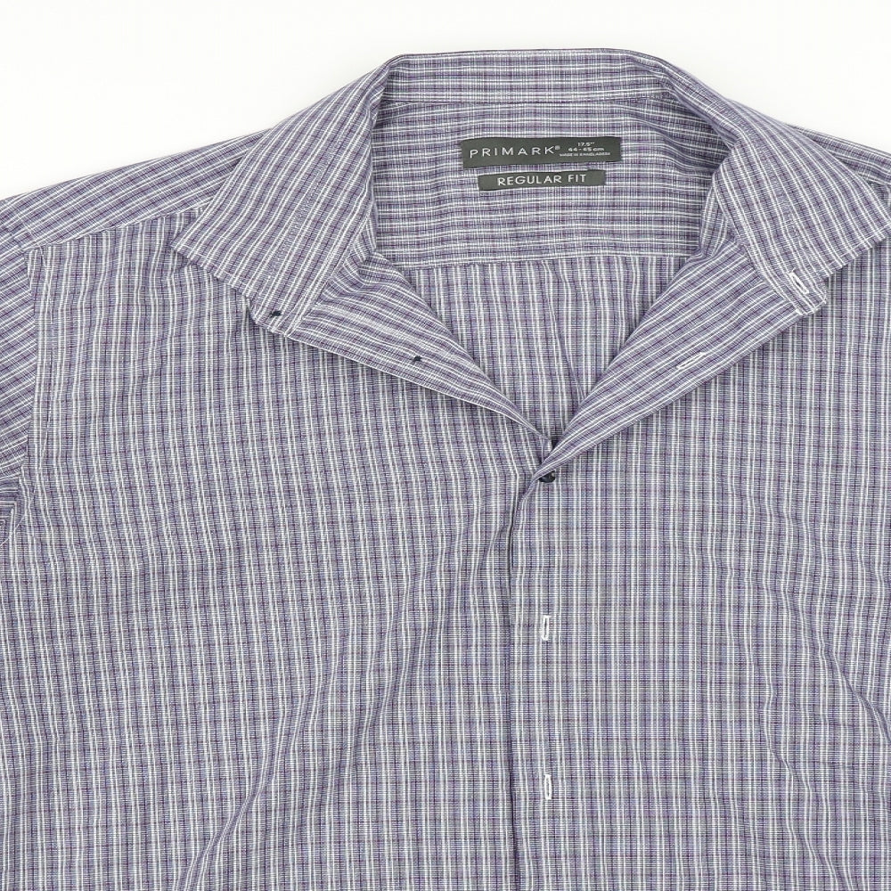 Primark Mens Blue Check   Button-Up Size 17.5