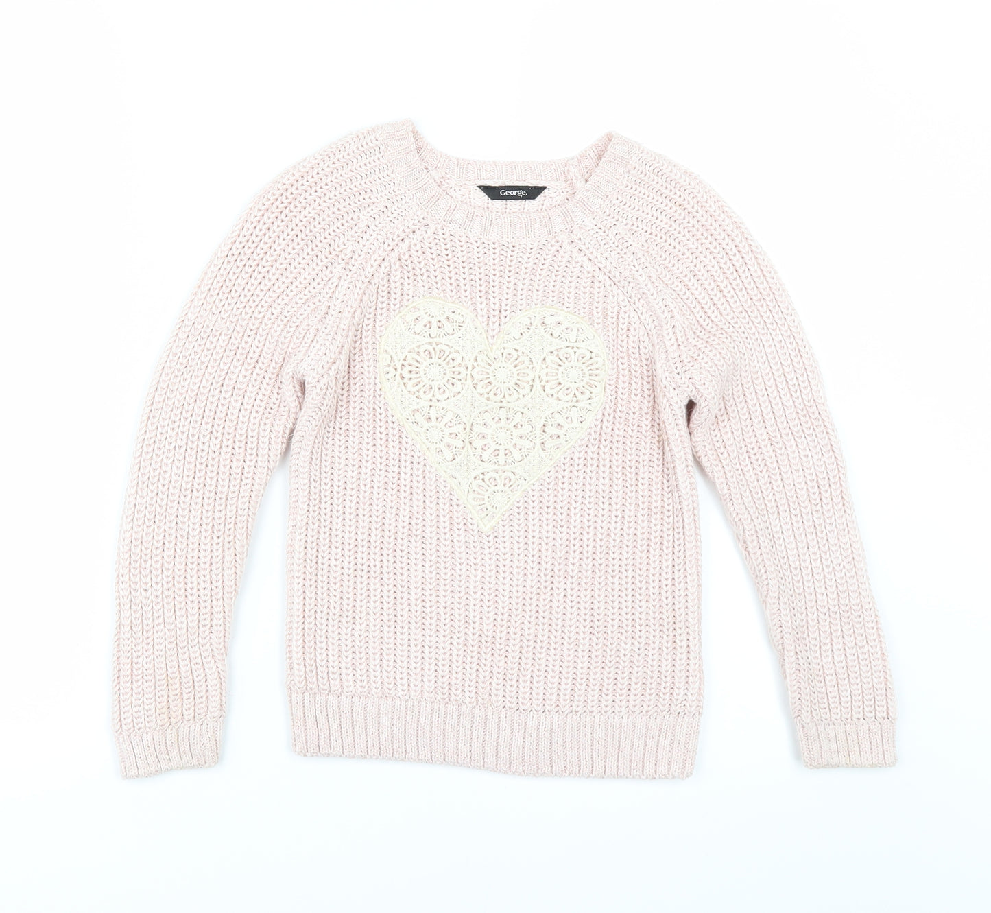 George Girls Pink   Pullover Jumper Size 7-8 Years