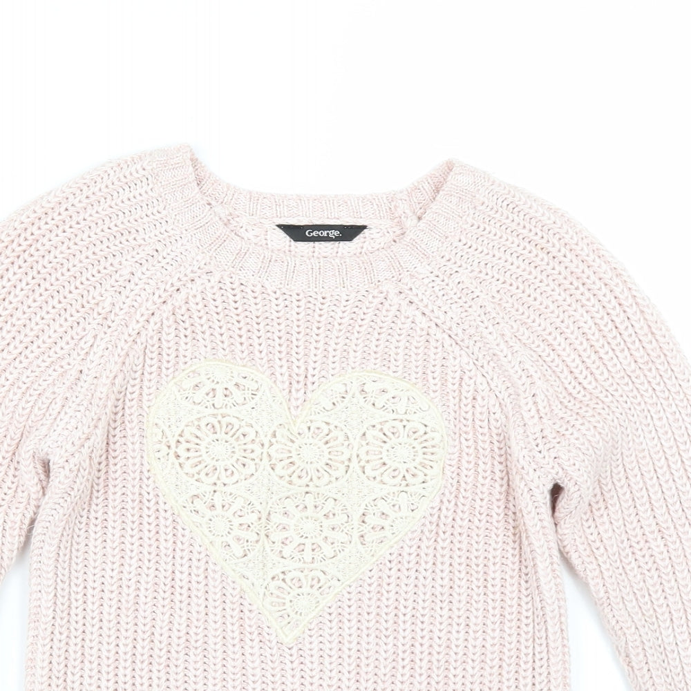 George Girls Pink   Pullover Jumper Size 7-8 Years