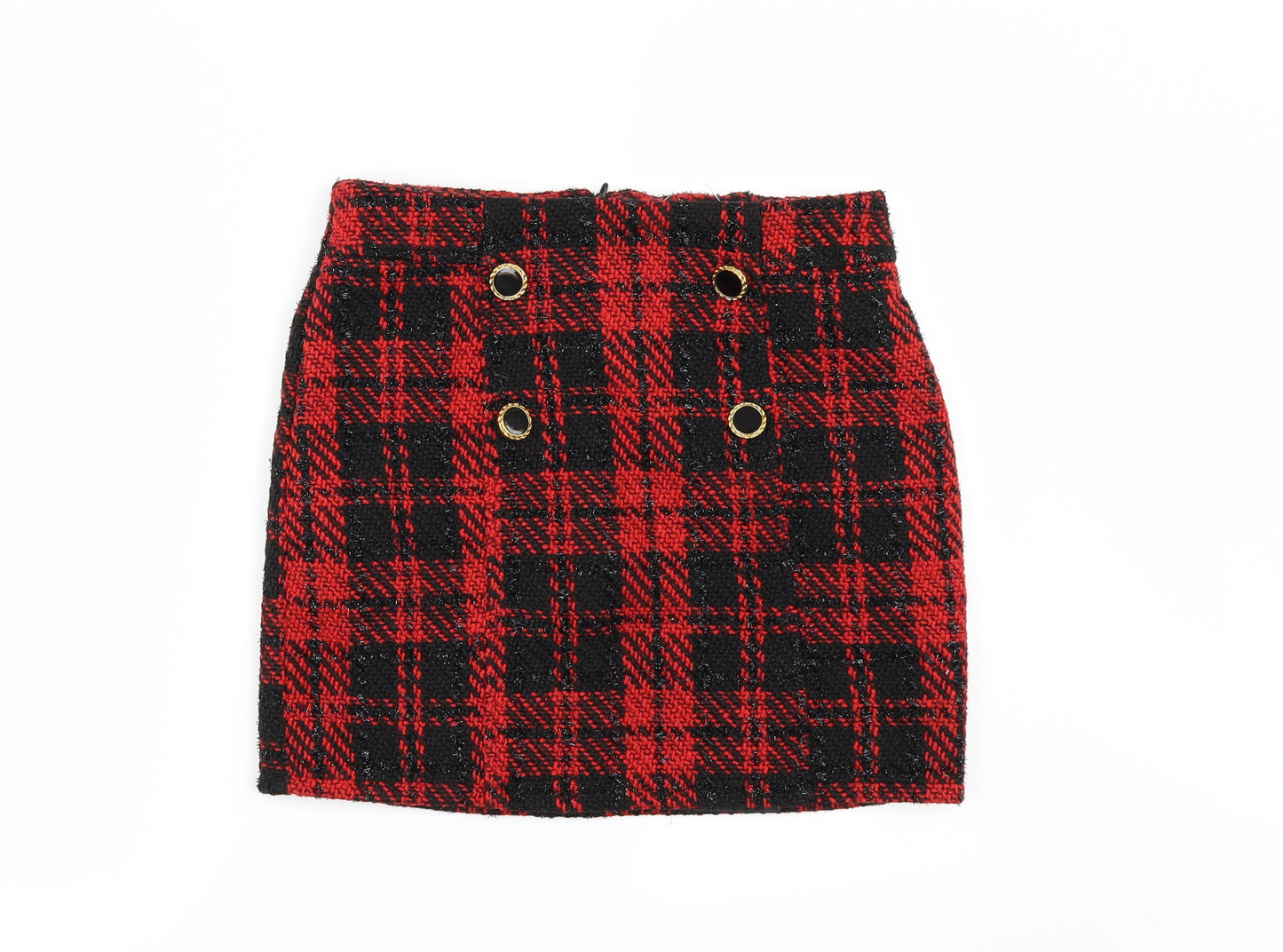 Primark Womens Red Check  Mini Skirt Size 10
