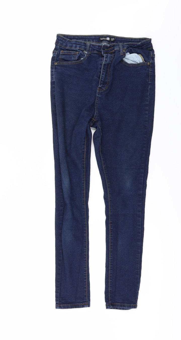 Boohoo Womens Blue Denim Skinny Jeans Size 10 L29 in
