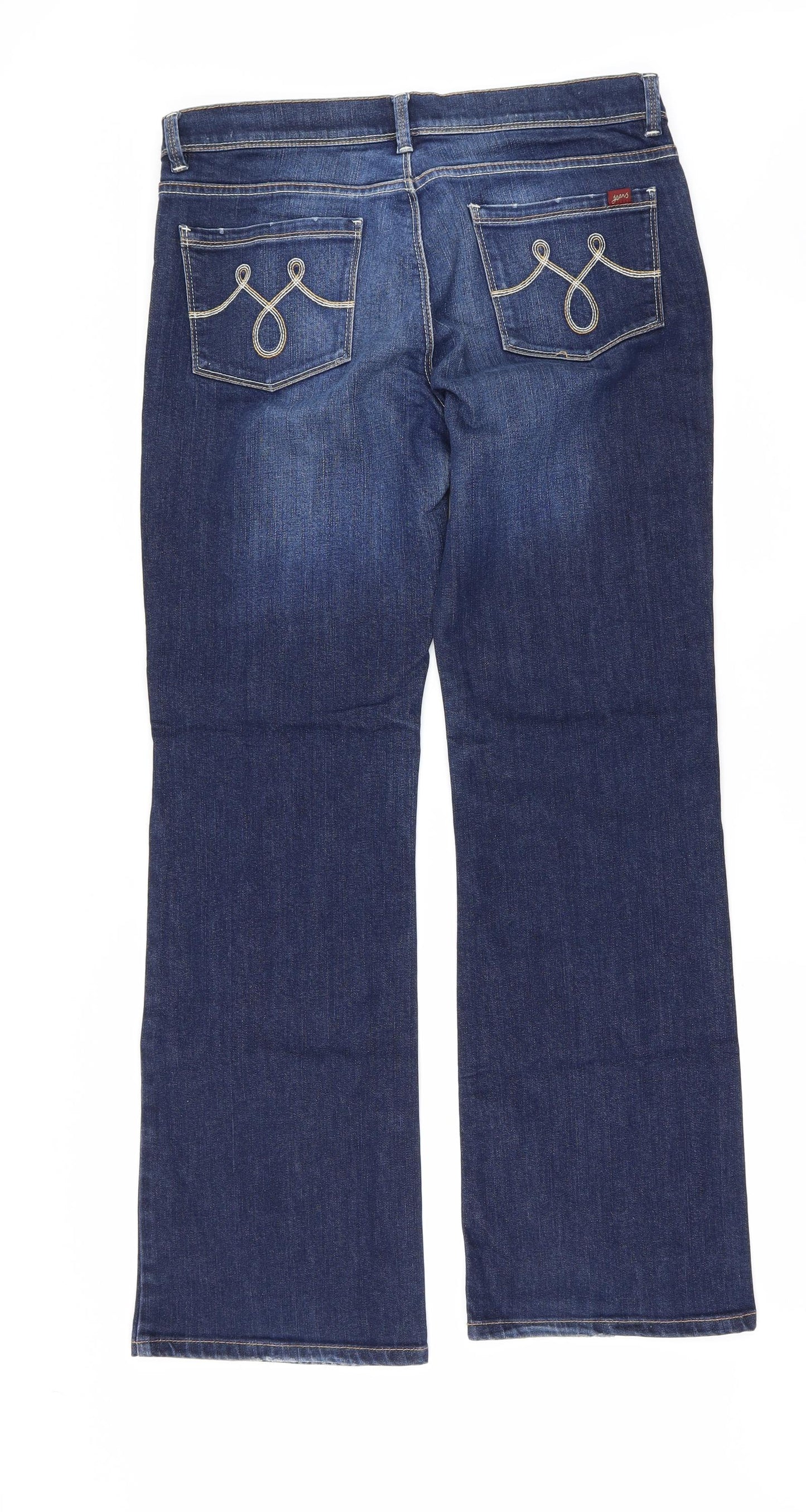 Oasis Womens Blue  Denim Wide-Leg Jeans Size 14 L32 in