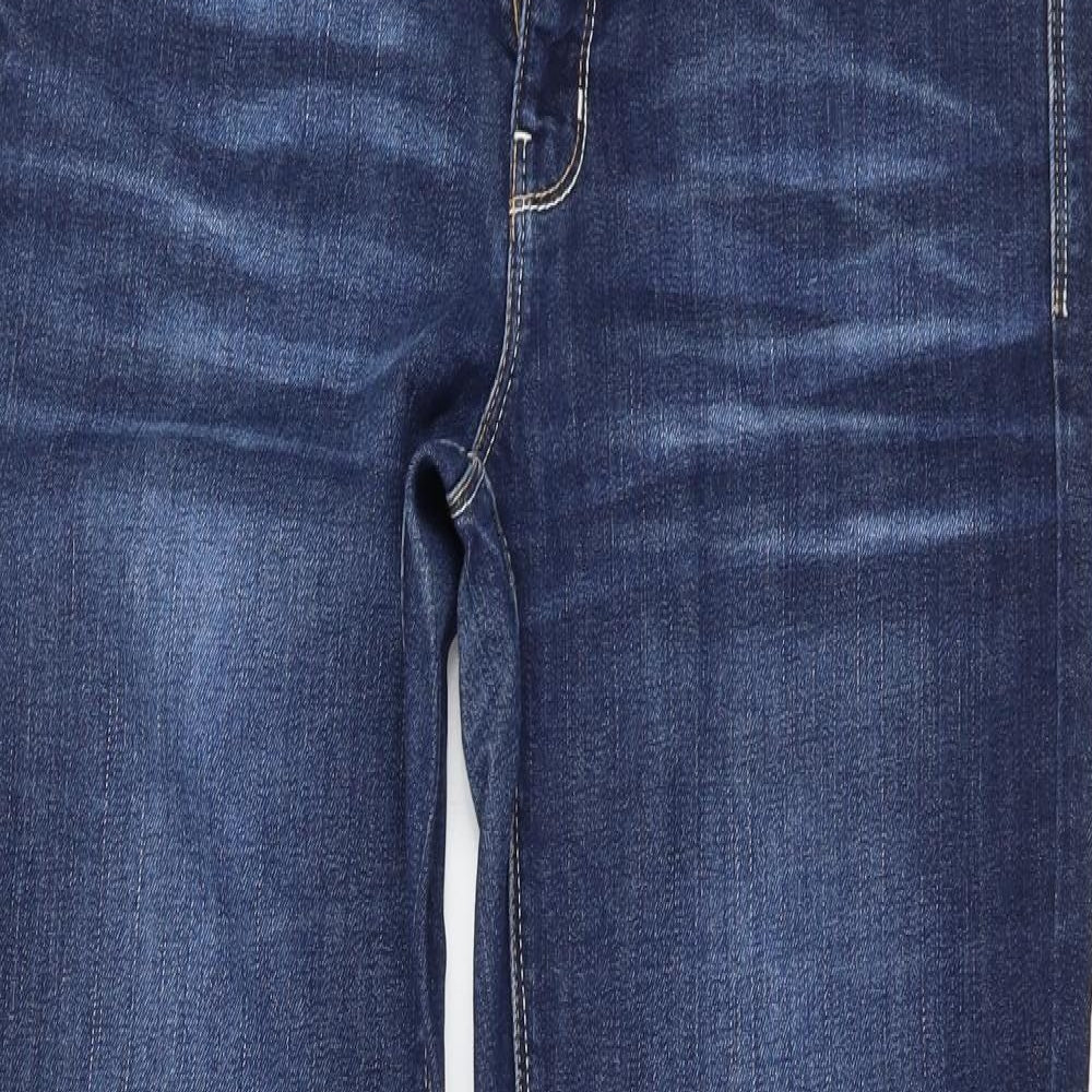 Oasis Womens Blue  Denim Wide-Leg Jeans Size 14 L32 in