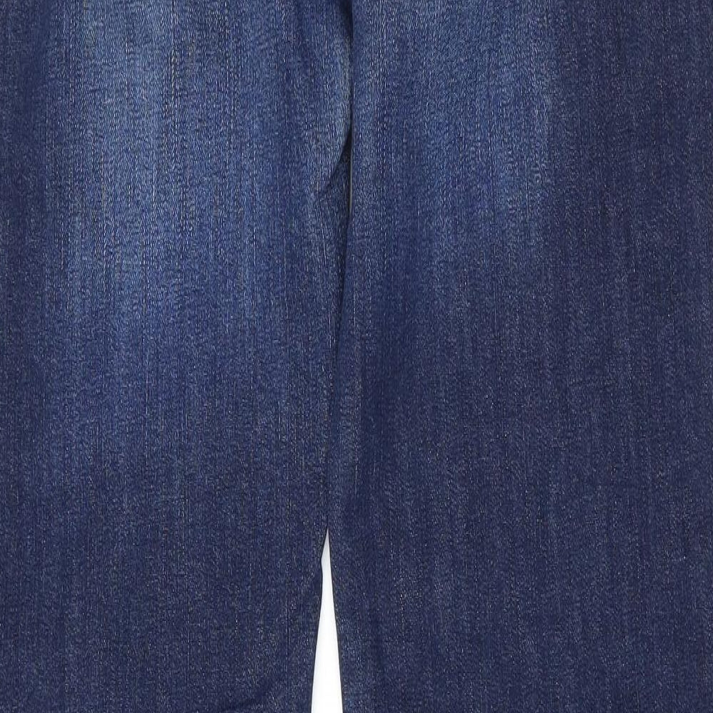 Oasis Womens Blue  Denim Wide-Leg Jeans Size 14 L32 in