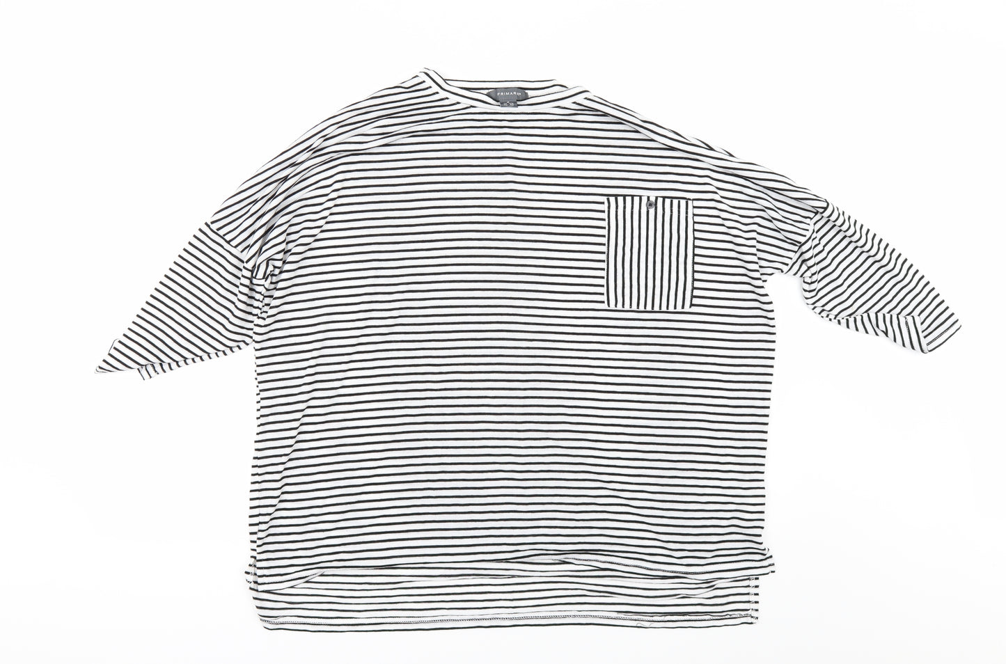 Primark Womens White Striped  Basic T-Shirt Size M