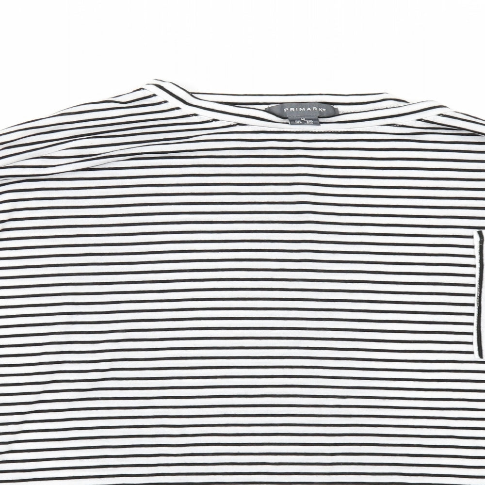 Primark Womens White Striped  Basic T-Shirt Size M