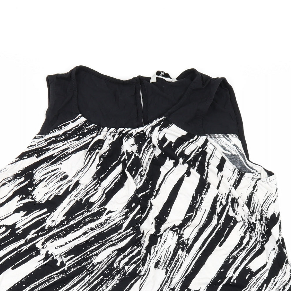 TU Womens Black Geometric  Basic T-Shirt Size 16