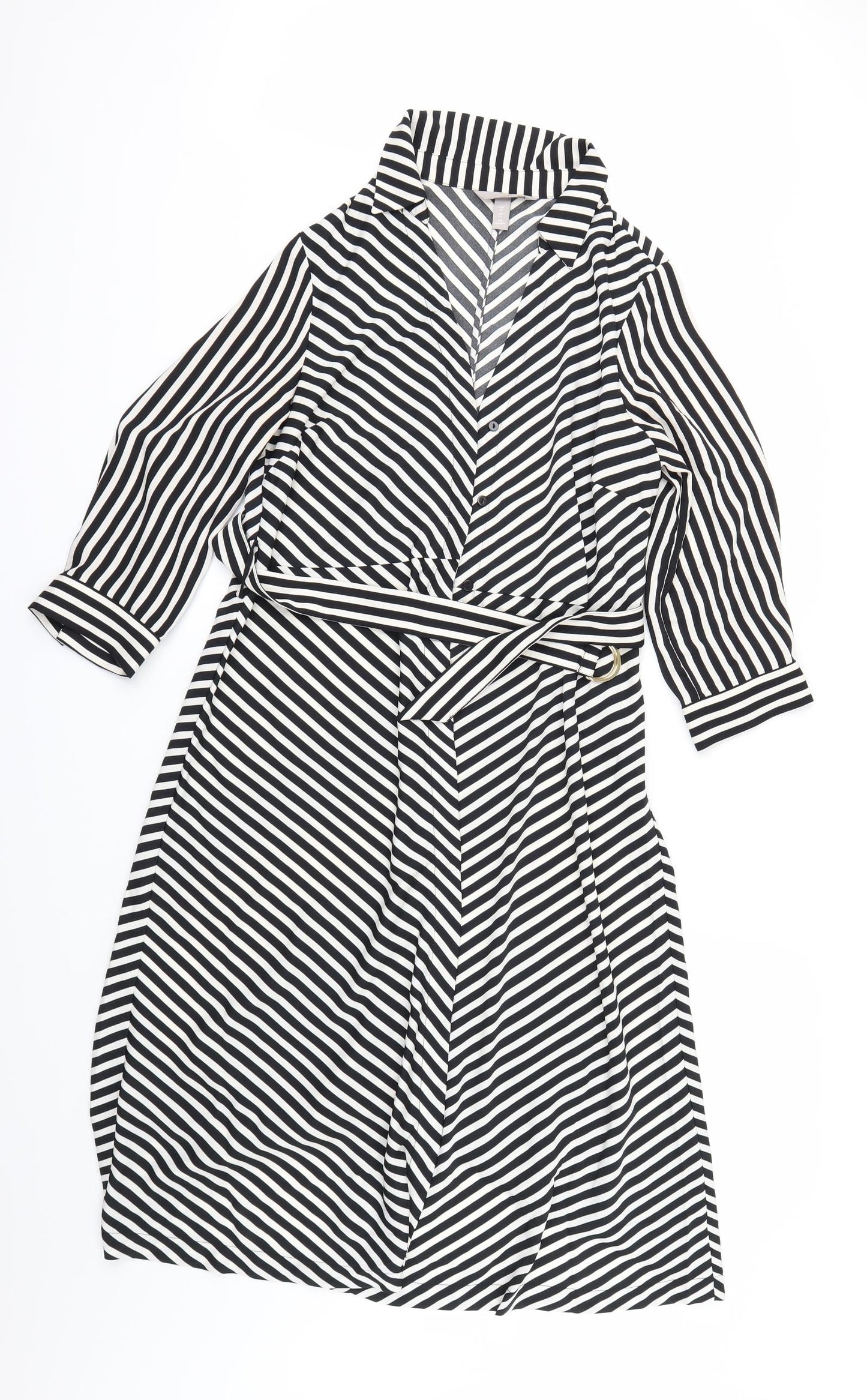 H&M Womens Black Striped  Shift  Size 10