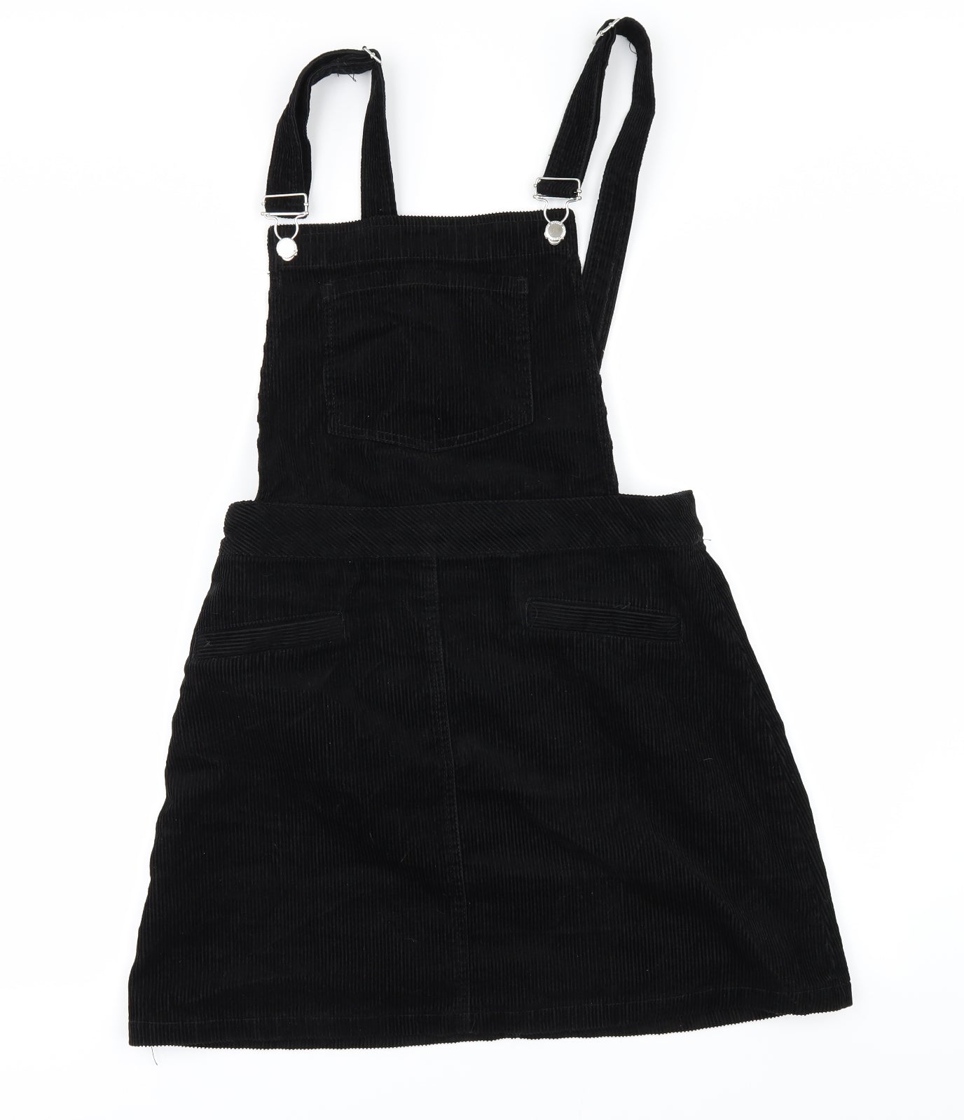 H&M Womens Black  Corduroy Pinafore/Dungaree Dress  Size 12