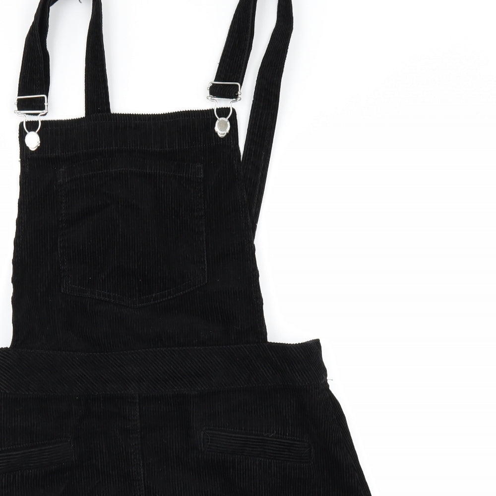 H&M Womens Black  Corduroy Pinafore/Dungaree Dress  Size 12