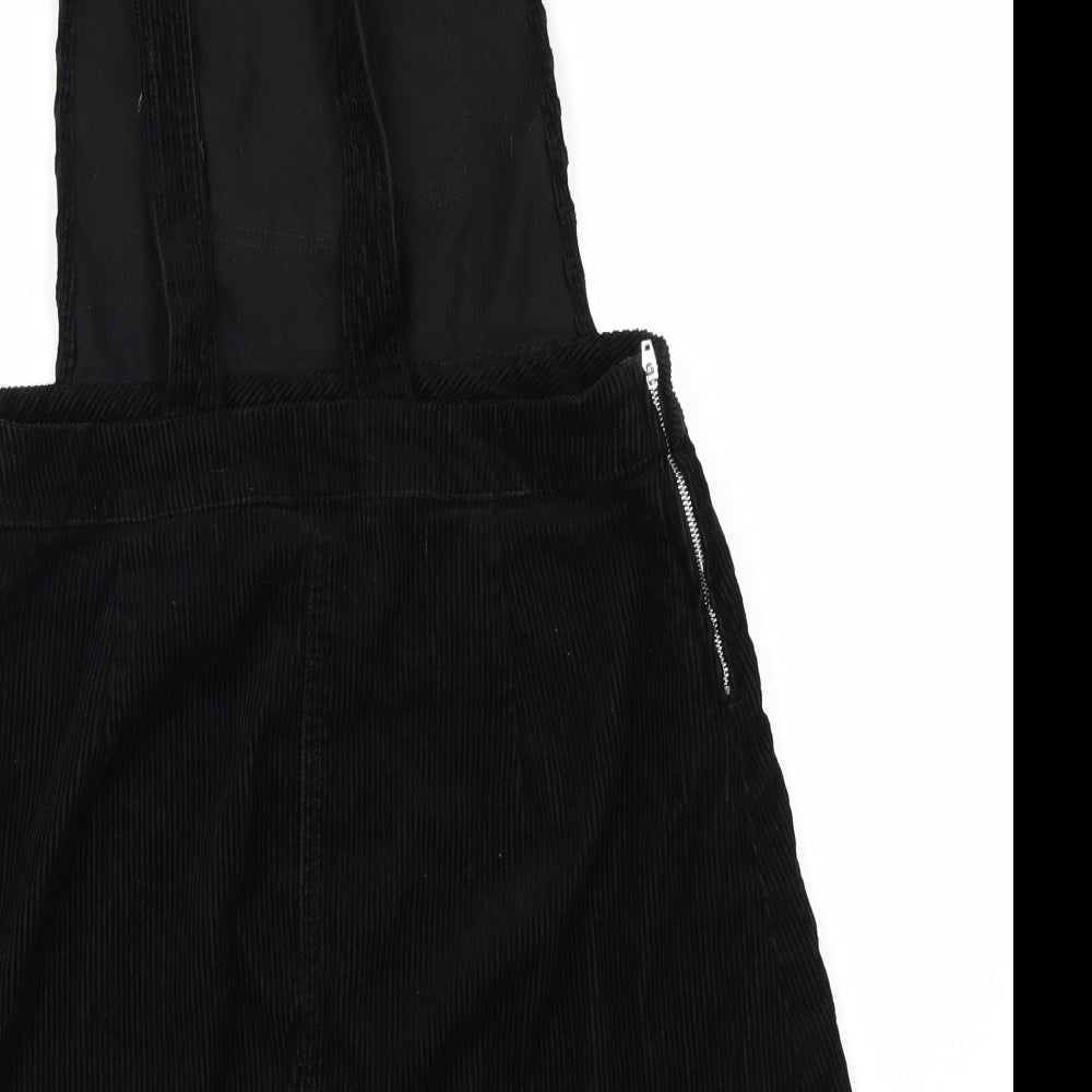 H&M Womens Black  Corduroy Pinafore/Dungaree Dress  Size 12
