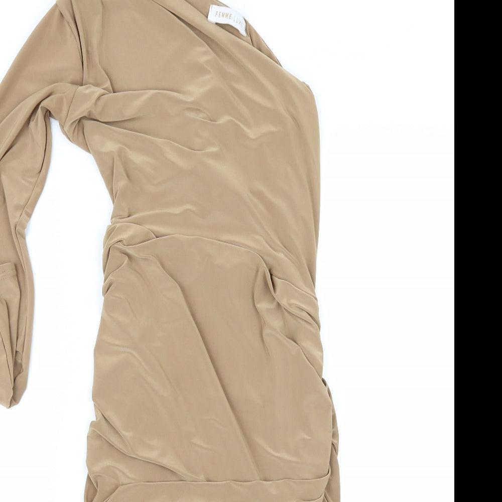 Femme Luxe Womens Gold   Bodycon  Size 10