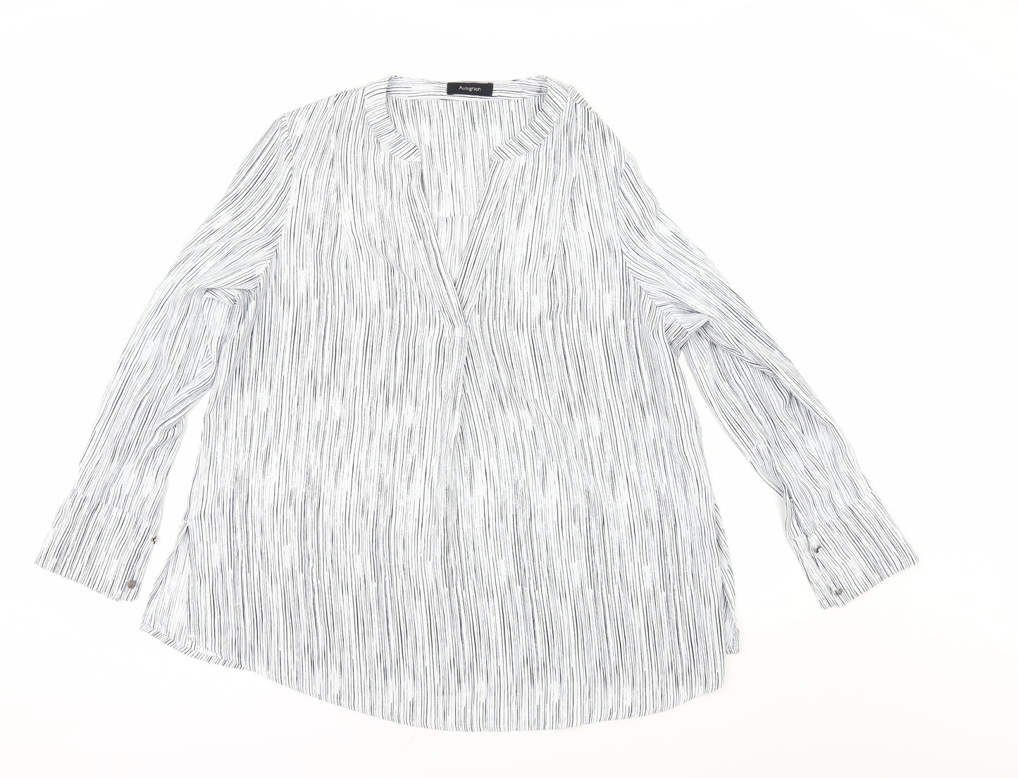 Autograph Womens White Striped  Tunic Blouse Size 18